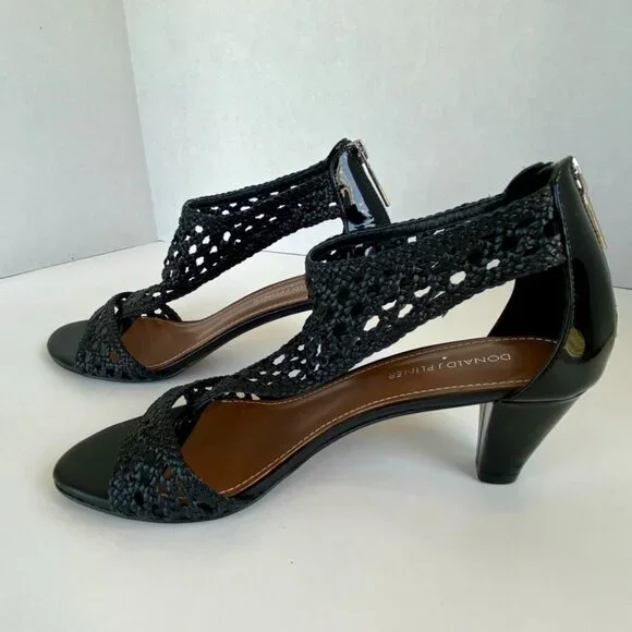 Donald Pliner Black Sandal Heels Sz 8.5 - Picture 6 of 6